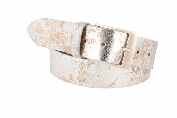 MGM Design Ledergürtel Damen Brillante 4 cm breit 100 cm Silber