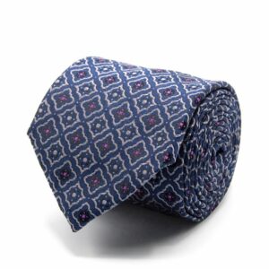 BGENTS Seiden-Jacquard Krawatte in Blau mit geometrischem Muster