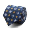BGENTS Marineblaue Seiden-Jacquard Krawatte mit geometrischem Muster in Blau und...