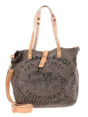 Campomaggi Shopper Canvas X009 Militare Stampa Nera