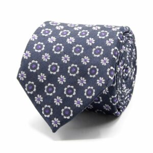 BGENTS Graue Seiden-Jacquard Krawatte mit floralem Muster