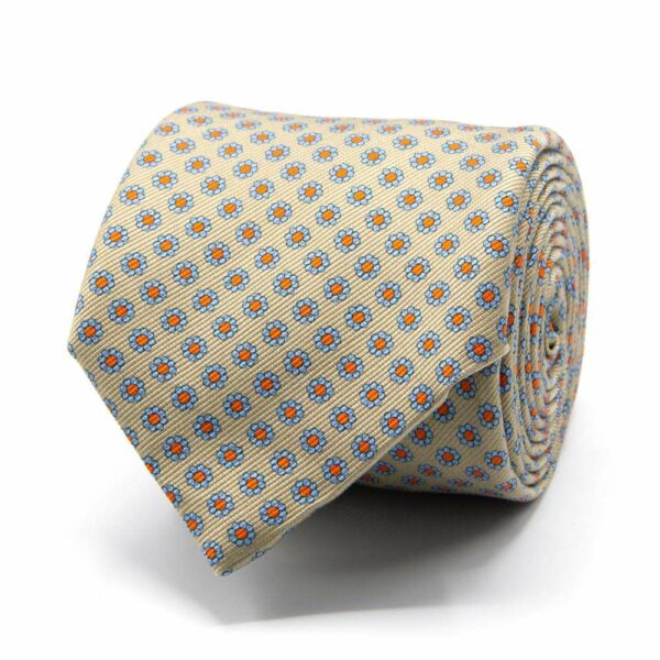 BGENTS Mogador-Krawatte in Beige mit Blüten-Muster