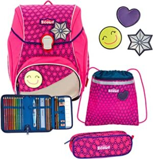 Scout Schulrucksack Alpha Set 4tlg. Safety Pink Glow Neon