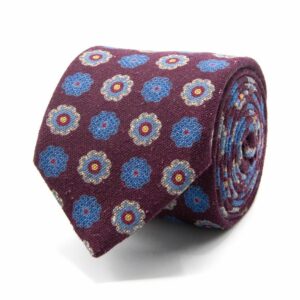 BGENTS Lila Krawatte aus Wolle-/Seiden-Gemisch mit Blüten-Muster