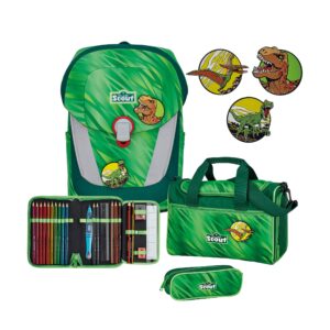 Scout Schulrrucksack Sunny II Set 4tlg. Green Rex Funny Snaps Grün