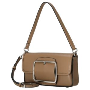 Seidenfelt Handtasche mit Überschla beige PU