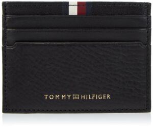 Tommy Hilfiger Kreditkartenetui schwarz Genarbte Rindleder