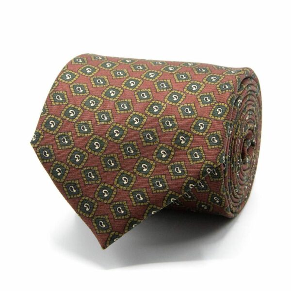 BGENTS Rostbraune Saglia-Krawatte aus reiner Seide mit mini Paisley-Muster
