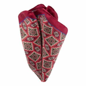 BGENTS Handrolliertes Einstecktuch aus Seiden-Twill in Bordeaux mit geometrische...