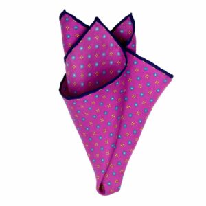BGENTS Handrolliertes Einstecktuch aus Seiden-Twill in Pink mit Blüten-Muster