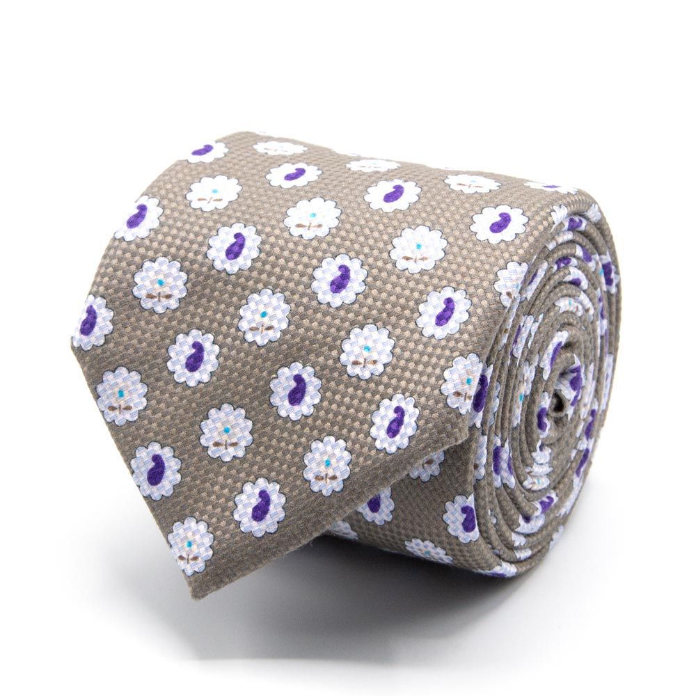 BGENTS Panama-Krawatte in Beige mit Paisley- und Blüten-Muster