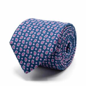 BGENTS Dunkelblaue Panama-Krawatte mit Paisley-Muster