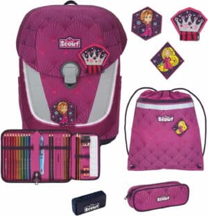 Scout Schulrucksack Exklusiv Sunny II Set 5tlg. Safety Light Diamond Princess Pi...