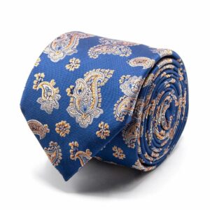 BGENTS Blaue Seiden-Jacquard Krawatte mit Paisley-Muster