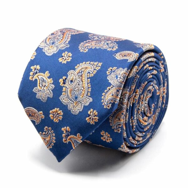 BGENTS Blaue Seiden-Jacquard Krawatte mit Paisley-Muster
