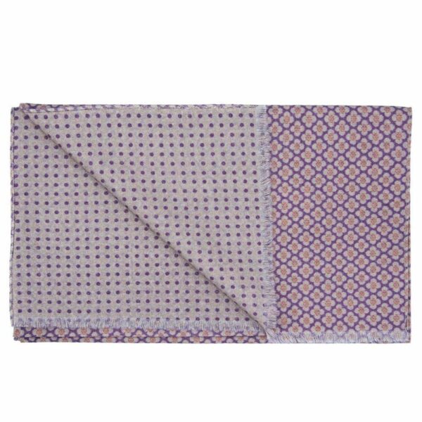 BGENTS Doubleprint Wollschal mit Blüten und Punkten in Lila