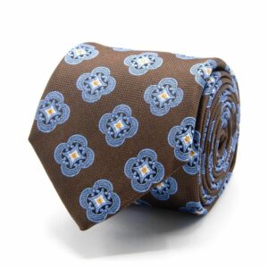 BGENTS Braune Seiden-Jacquard Krawatte mit geometrischem Muster