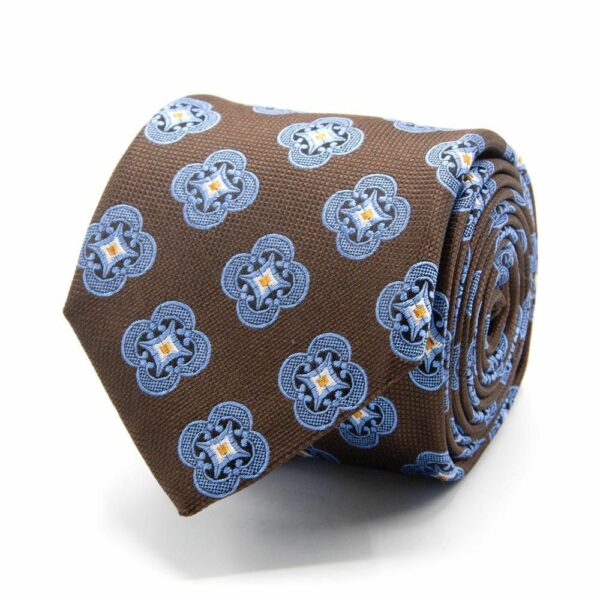 BGENTS Braune Seiden-Jacquard Krawatte mit geometrischem Muster