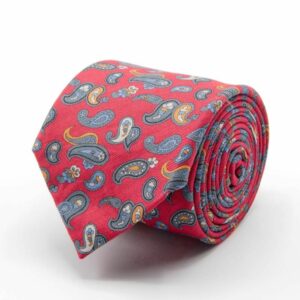 BGENTS Krawatte aus Baumwoll-/Leinen-Gemisch in Rot mit Paisley-Muster