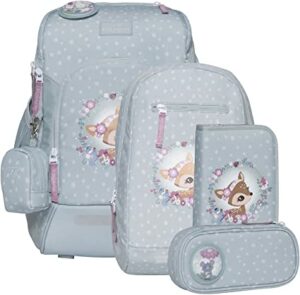 Beckmann Schulrucksack Active Air FLX Set 6tlg. Forest Deer Dusty Mint Grau