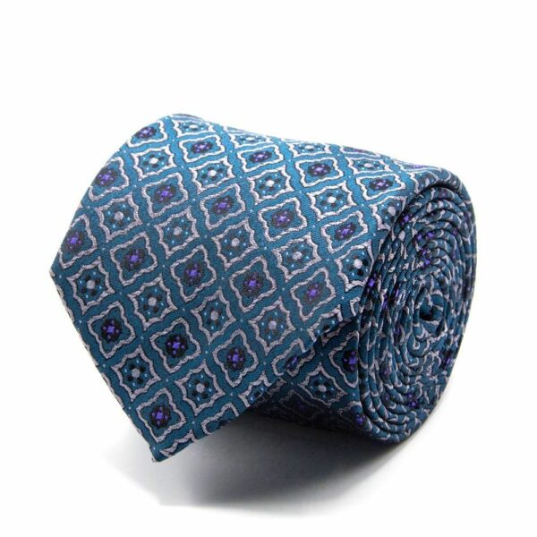 BGENTS Seiden-Jacquard Krawatte in Petrol mit geometrischem Muster
