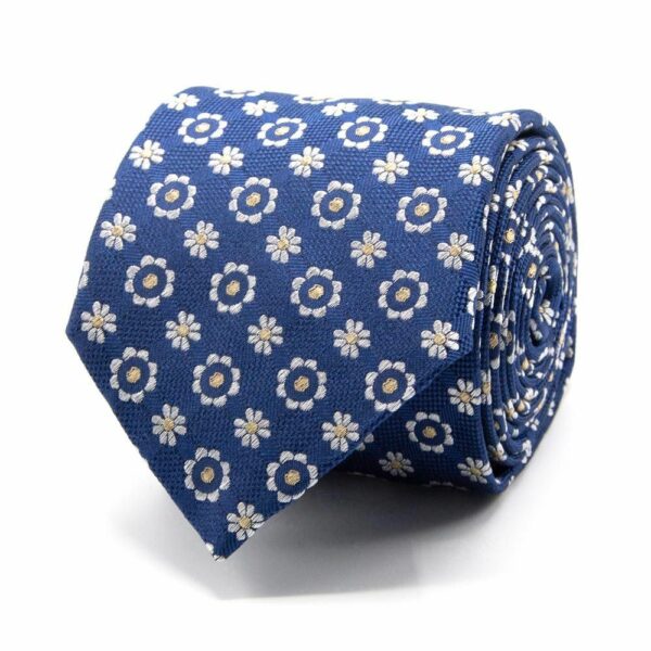 BGENTS Seiden-Jacquard Krawatte in Blau mit floralem Muster