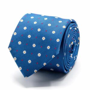 BGENTS Blaue Seiden-Jacquard Krawatte mit Blüten-Muster