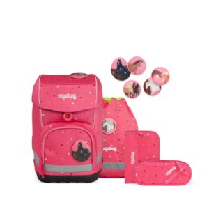 Ergobag Schulrucksack Cubo Set 5tlg. Urlaub auf dem ReitBärhof Pink