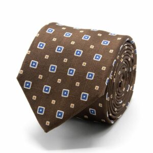 BGENTS Dunkelbraune Seiden-Jacquard Krawatte mit geometrischem Muster