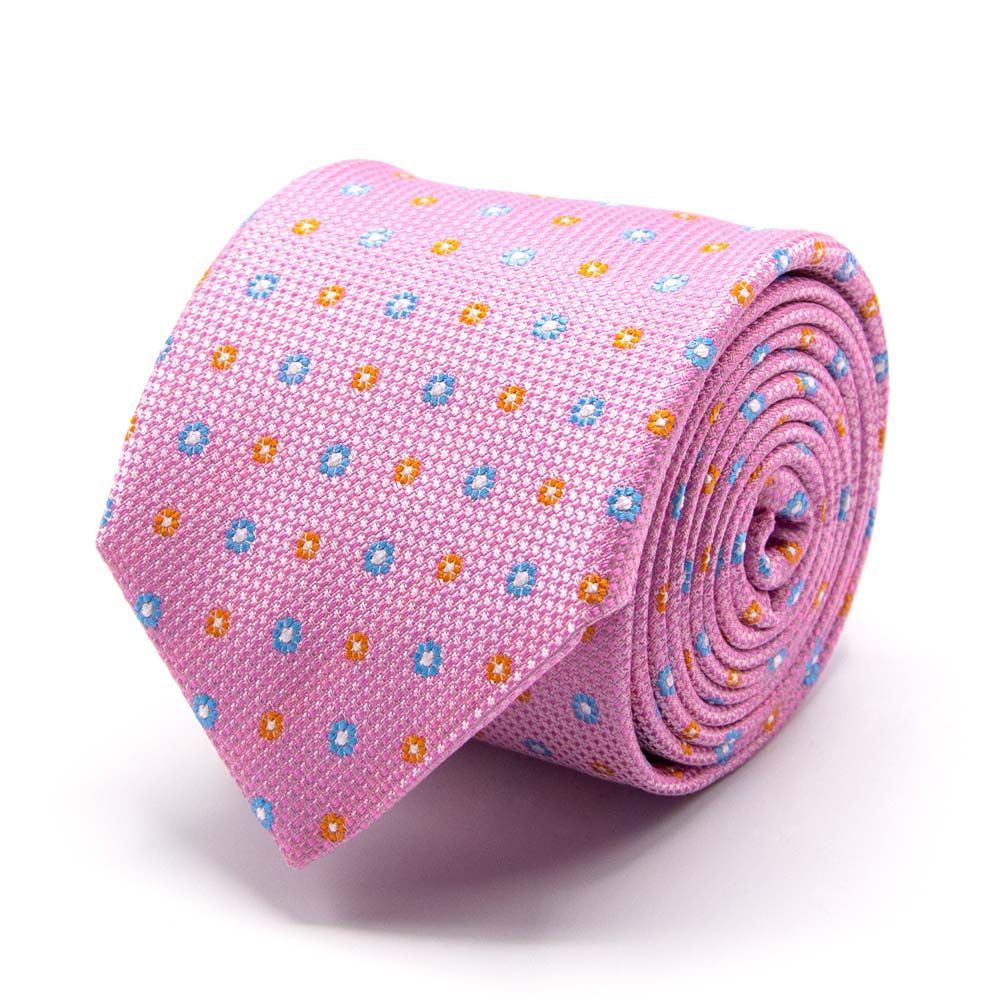BGENTS Rosa Seiden-Jacquard Krawatte mit Blüten-Muster