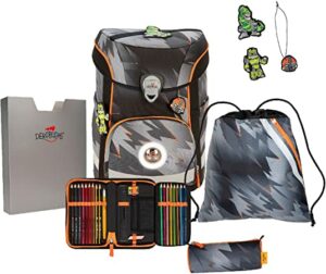 DerDieDas Schulrucksack ErgoFlex Set 5 tlg. Easy LED Limited Edition Cyber Dino ...