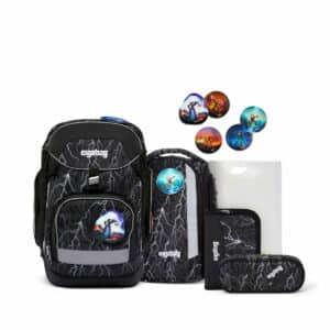 Ergobag Schulrucksack Pack Set 6tlg. Super ReflekttBär Glow Edition Schwarz