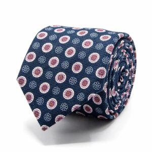 BGENTS Dunkelblaue Giro Inglese-Krawatte mit Blüten-Muster