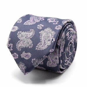 BGENTS Graue Seiden-Jacquard Krawatte mit Paisley-Muster