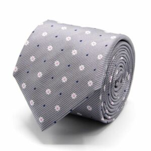 BGENTS Graue Seiden-Jacquard Krawatte mit Blüten-Muster