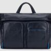 Piquadro Aktenmappe blau Glatte Rindleder