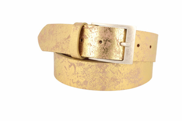 MGM Design Ledergürtel Damen Brillante 4 cm breit 95 cm Gold
