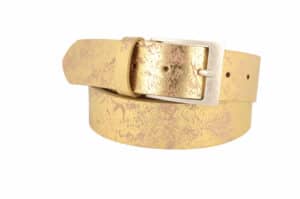 MGM Design Ledergürtel Damen Brillante 4 cm breit 100 cm Gold