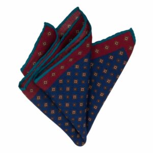 BGENTS Handrolliertes Einstecktuch aus Wolle in Blau mit geometrischem Muster