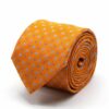 BGENTS Seiden-Jacquard Krawatte in Orange mit Quadraten und Blüten