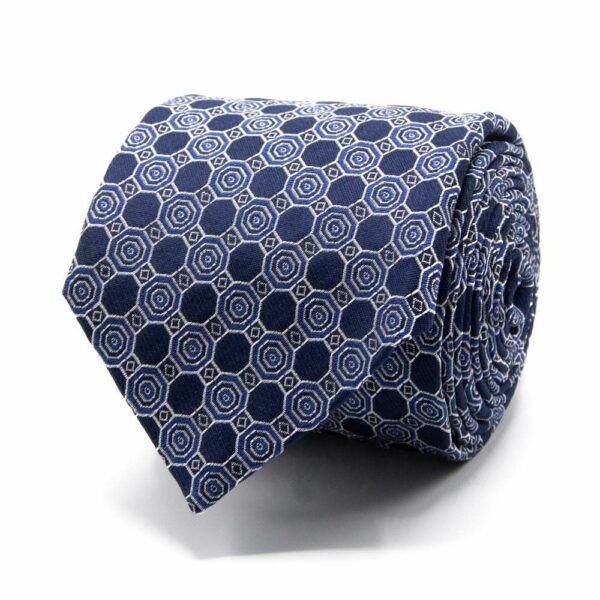 BGENTS Seiden-Jacquard Krawatte in Blau mit geometrischem Muster in Blau
