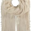 Fraas Stola mit Blumen Stickerei Offwhite