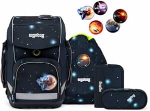 Ergobag Schulrucksack Cubo Set 5tlg. KoBärniskus Galaxy Glow Edition Blau