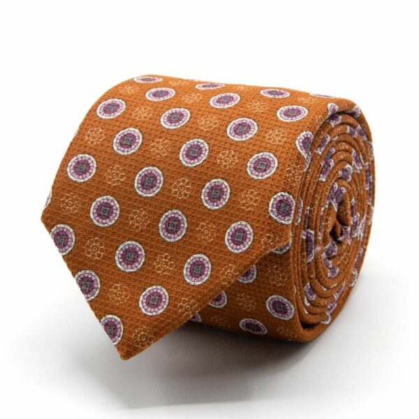 BGENTS Giro Inglese-Krawatte in Orange mit Blüten-Muster