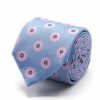 BGENTS Hellblaue Seiden-Jacquard Krawatte mit rosa Blüten-Muster