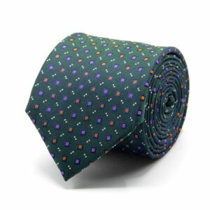 BGENTS Dunkelgrüne Seiden-Jacquard Krawatte mit geometrischem Muster