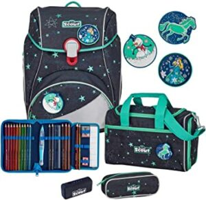 Scout Schulrucksack Exklusiv Alpha Set 4tlg. LED Sternenhimmel Funny Snaps