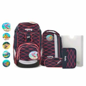 Ergobag Schulrucksack Pack Set 6 tlg. Lumi Edition WellenreitBär Blau