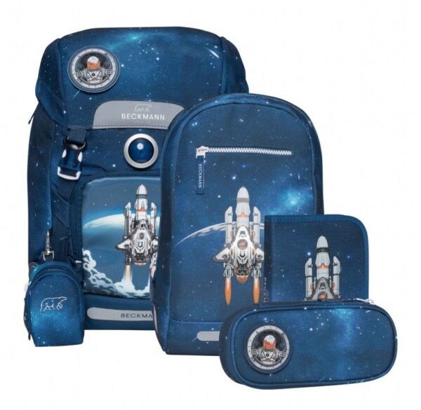 Beckmann Schulrucksack Classic Set 6tlg. Space Mission Blau