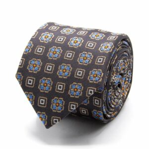 BGENTS Graue Seiden-Jacquard Krawatte mit geometrischem Muster
